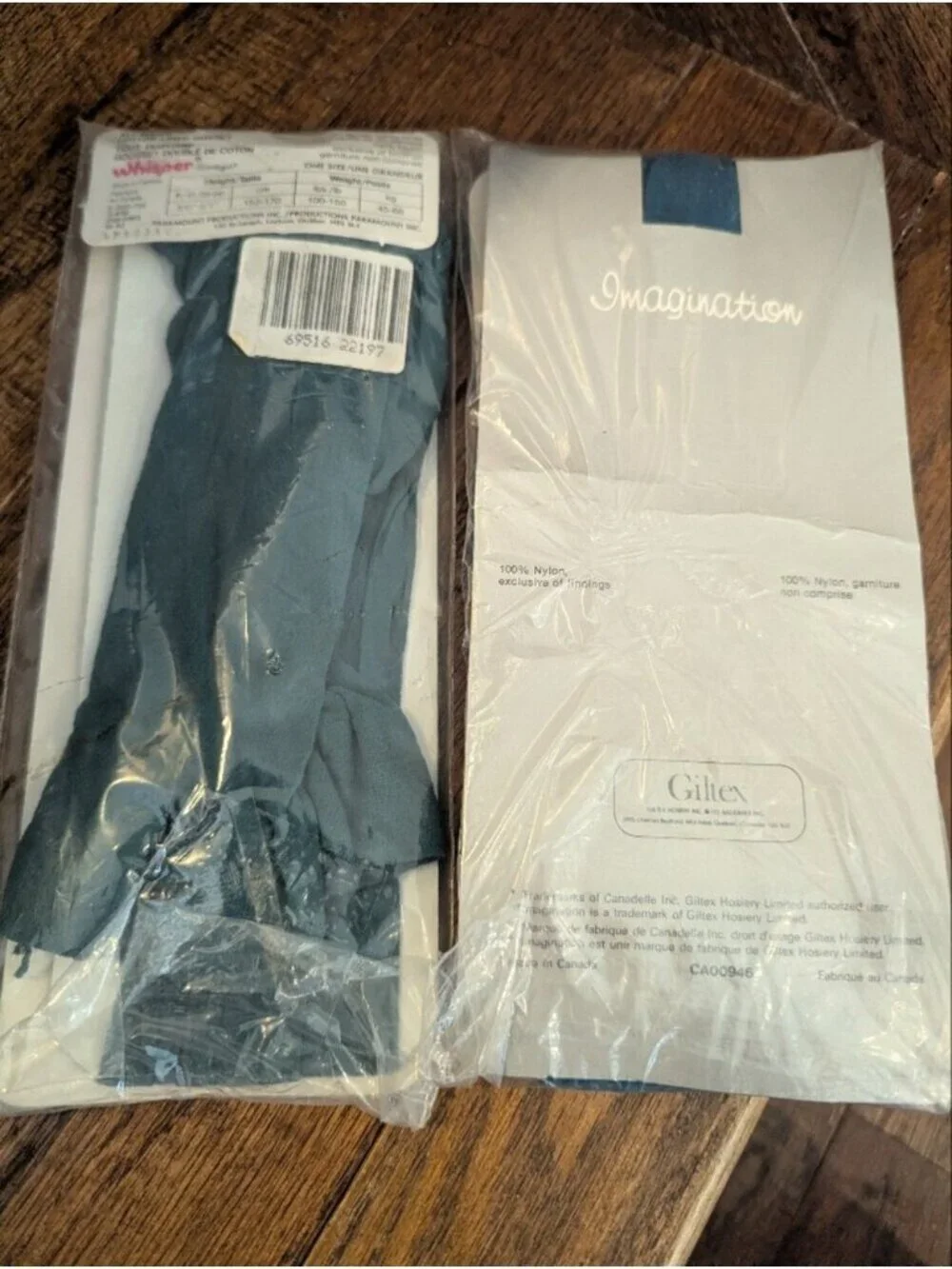 Vintage 80s Whisper & WonderBra Aqua & Teal Motif Hosiery Duo Sz S/M 120-140lbs